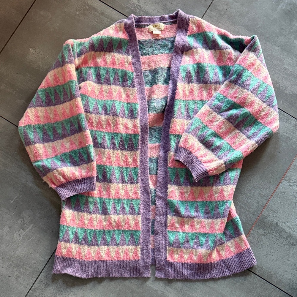 Anthropologie Multicolor Geometric Cardigan